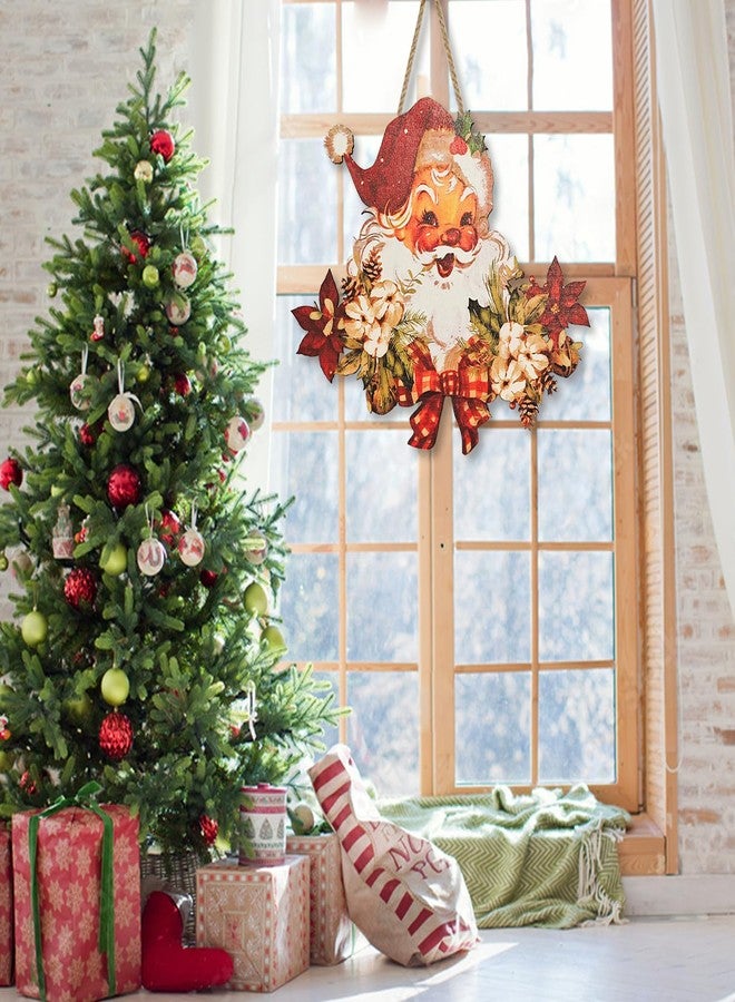 Rahase Vintage Style Santa Claus Welcome Sign - Wooden Hanging Sign for Front Door Xmas Wall Hanging Decor for Indoor Outdoor Christmas Party Supplies - Image 5
